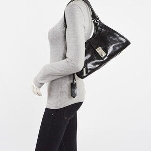 Prada Black Soft Lux Leather Medium Tote Bag